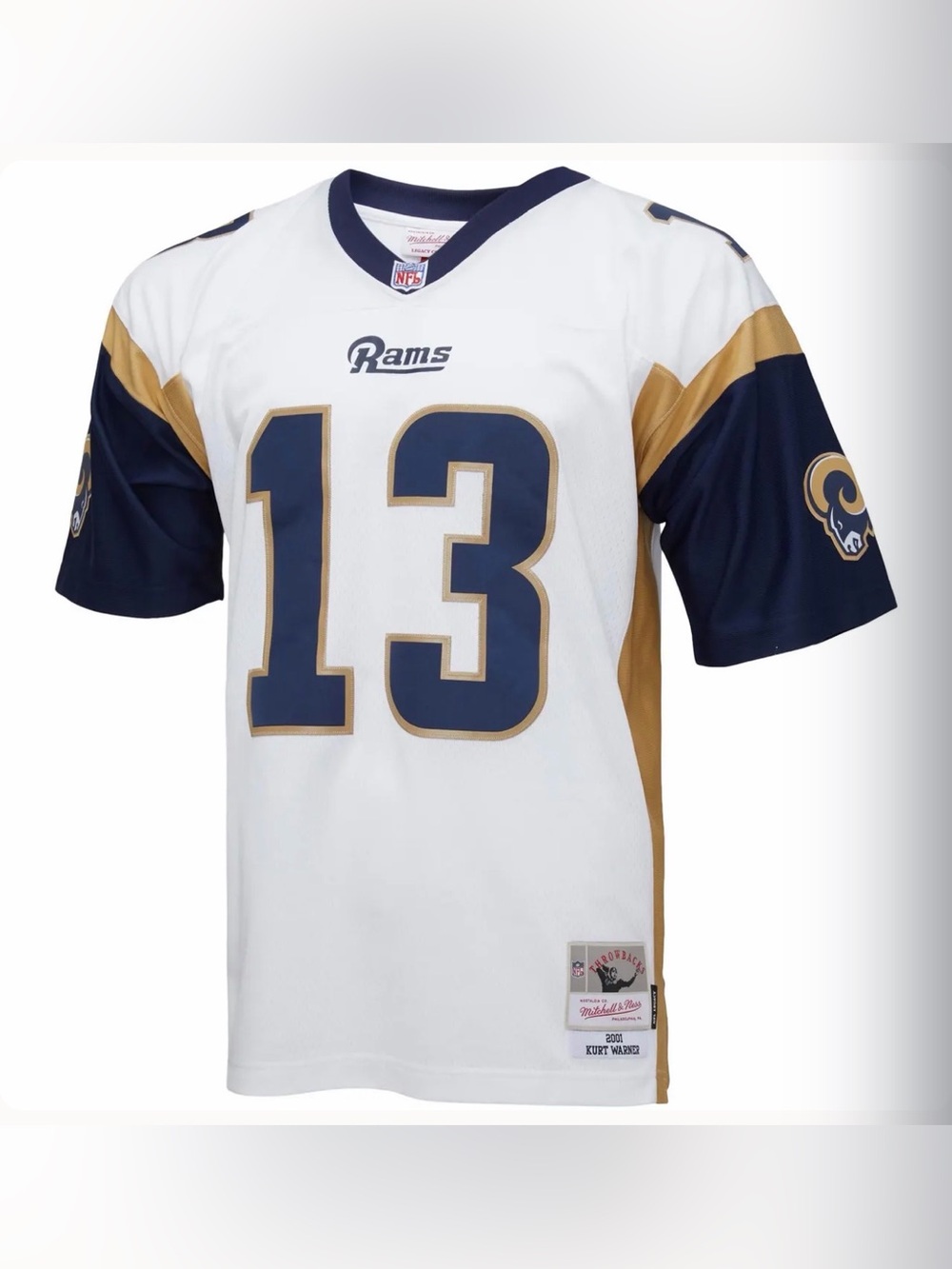 Kurt Warner Rams Throwback Jersey - Mitchell & Ness White #13 - Size 4XLT